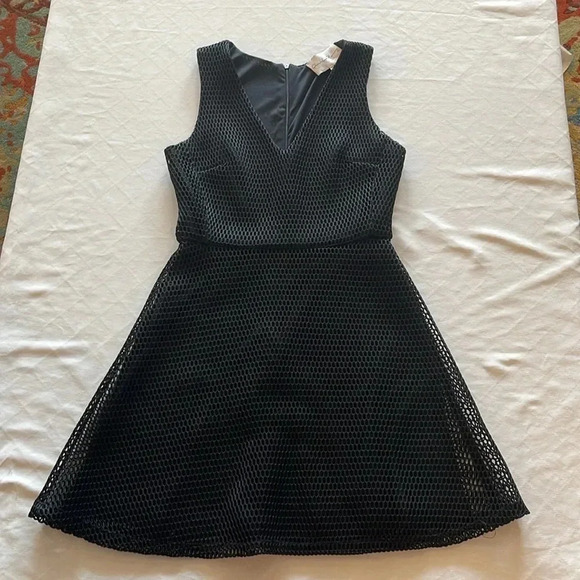 Womens Charles Henry Mesh‎ Net Dress Small Fit Flare V-Neck Sleeveless Black EUC - Picture 3 of 6